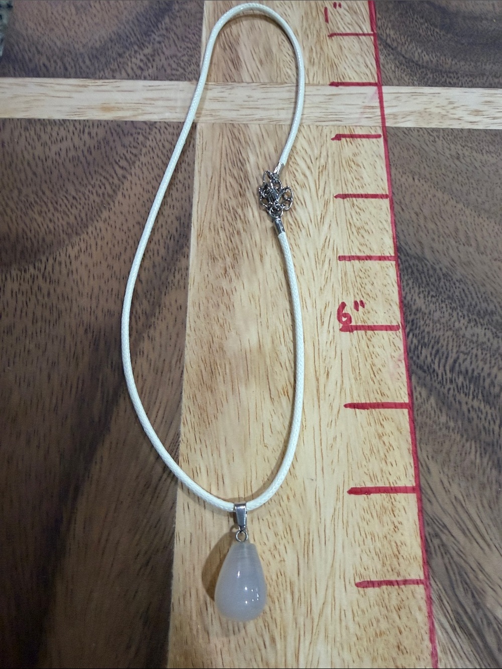 Polished White Jade Teardrop Pendant Necklace - Minimalist Women’s Jewelry